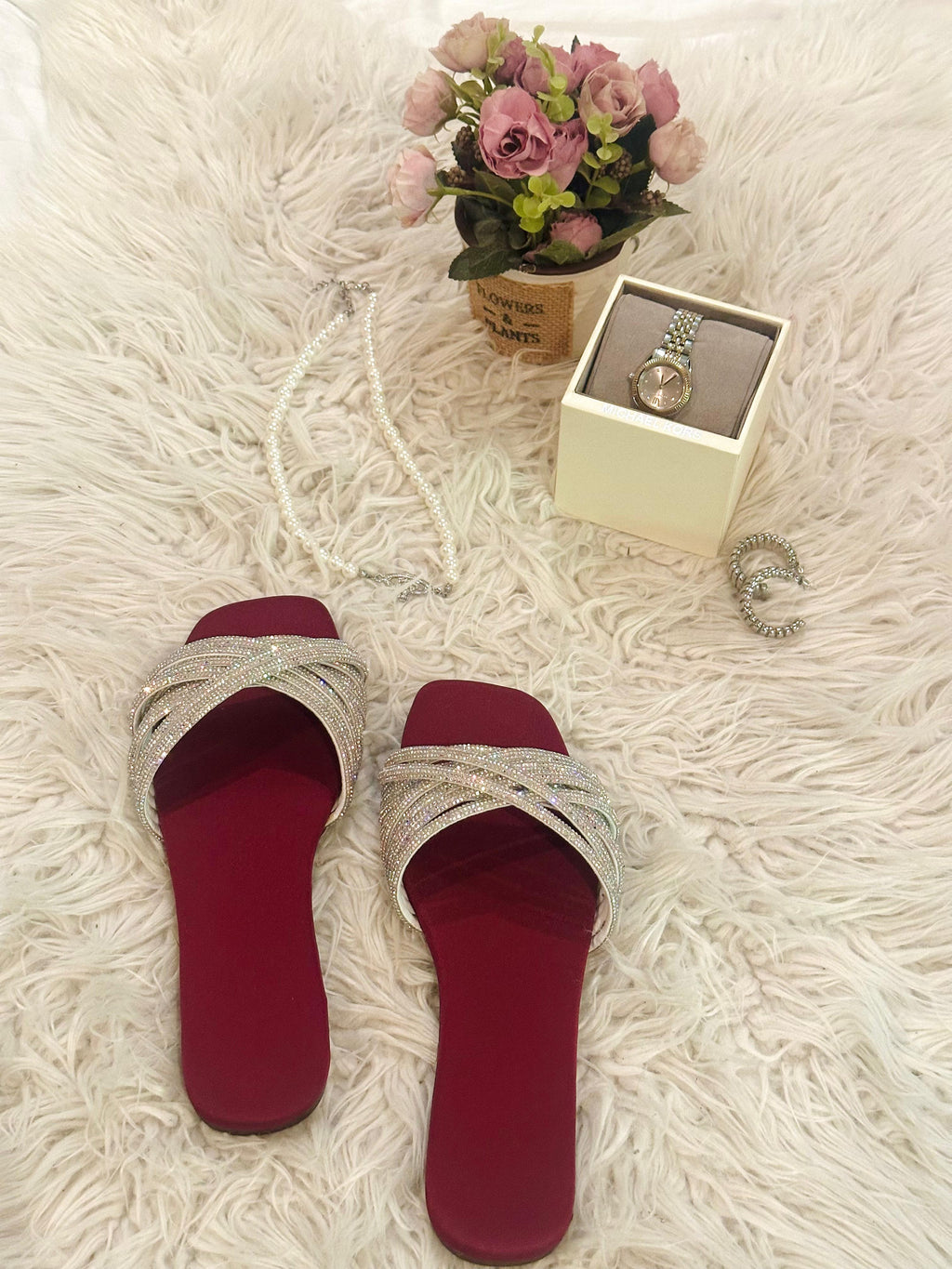 Glam Maroon Chappal