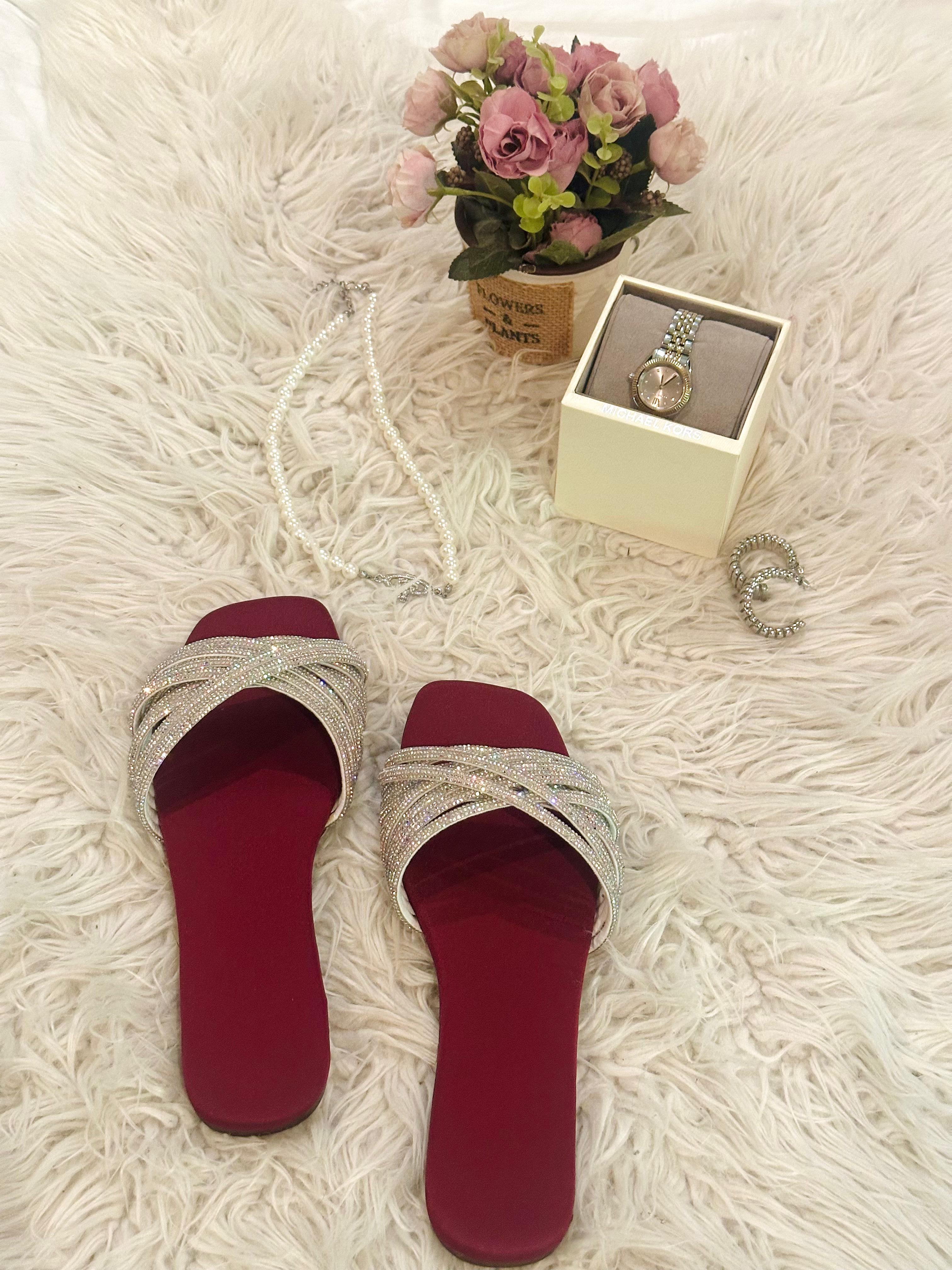Glam Maroon Chappal