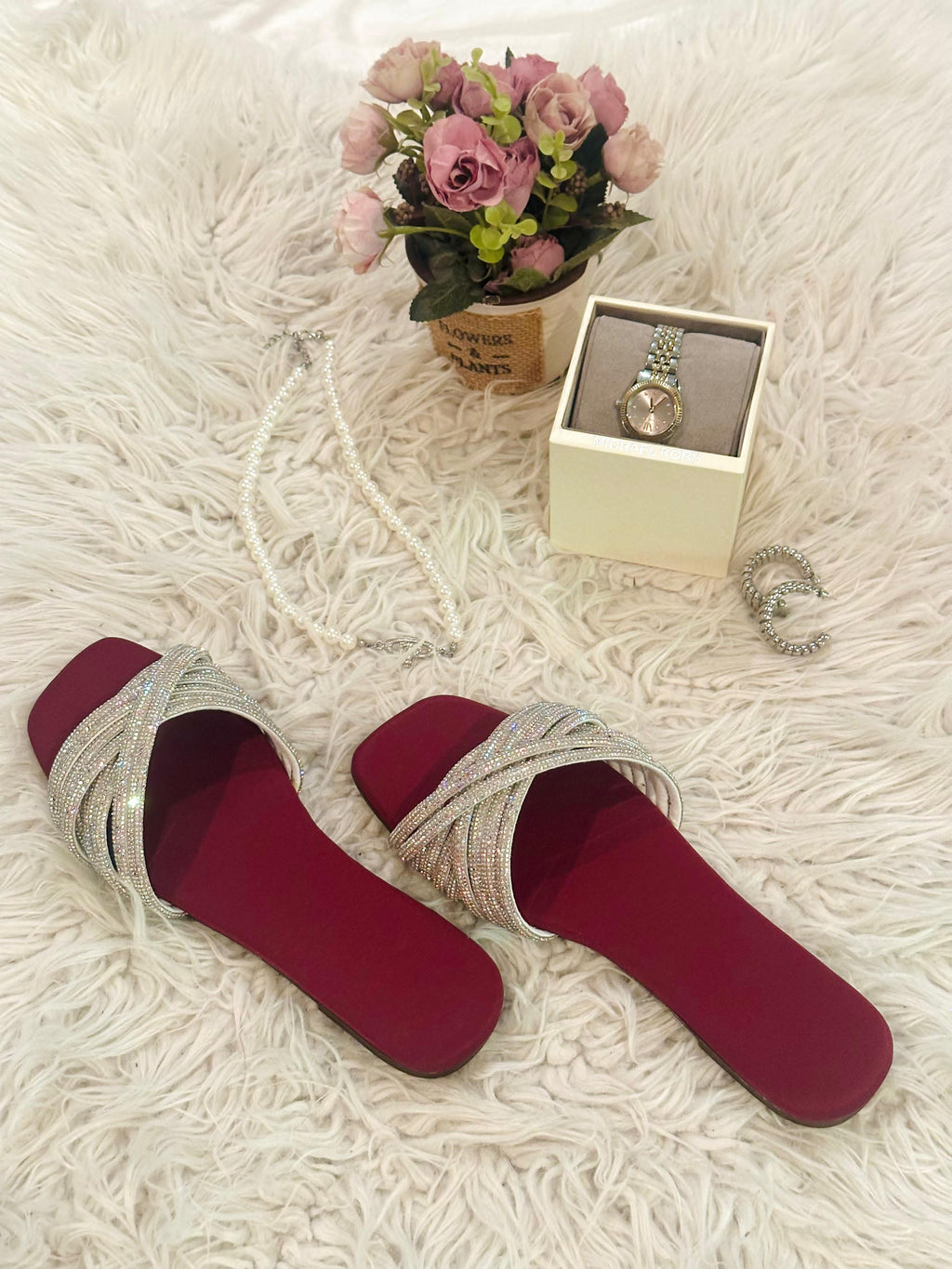 Glam Maroon Chappal