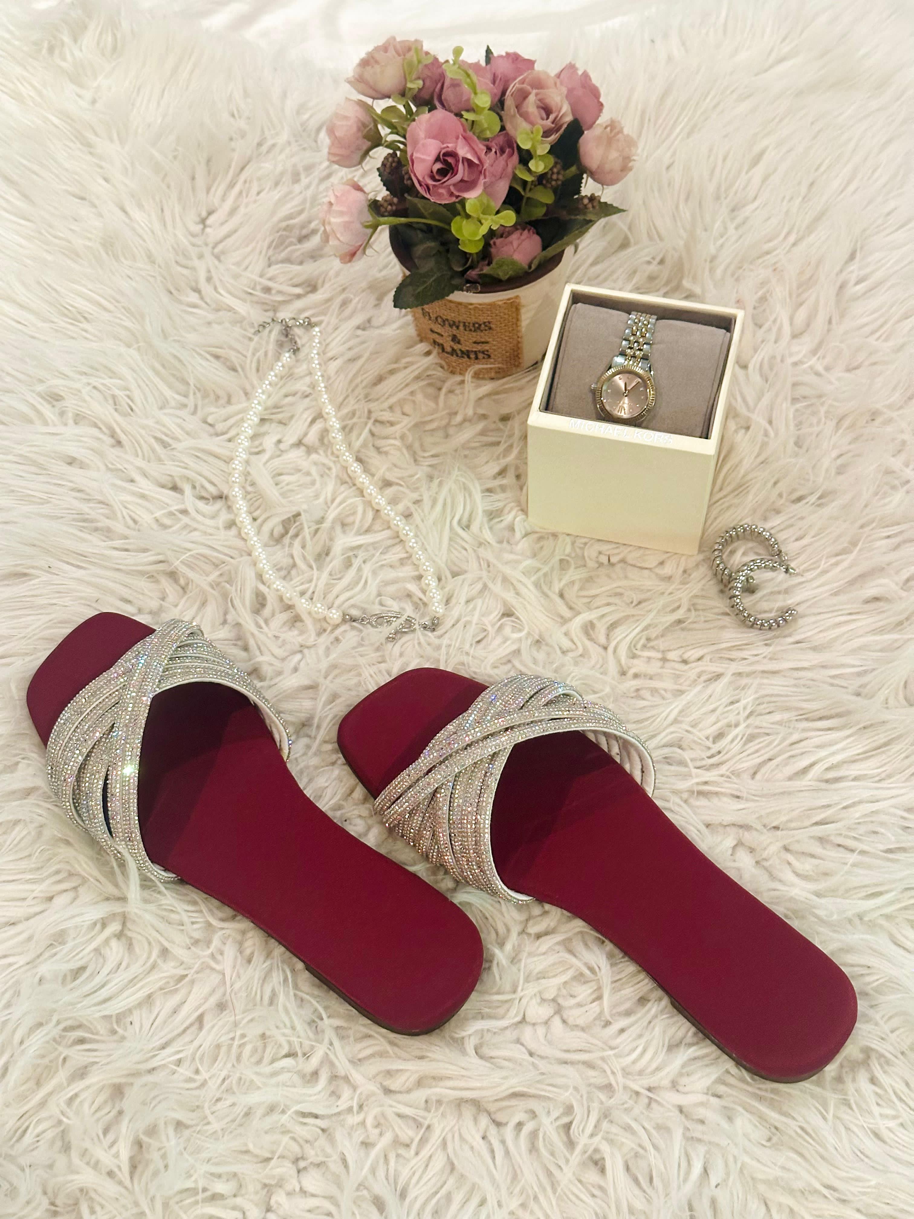 Glam Maroon Chappal